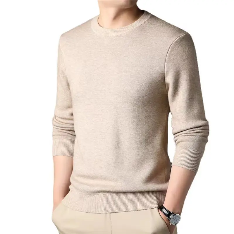 Custom casual best selling autumn men's crewneck long sleeve plain knitted pullover sweater