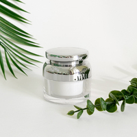 Pot cosmétique en Lucite 30g 50g à double paroi, ensemble d'urnes cosmétiques avec couvercle chromé argenté, pot de beauté vide, récipient de soin en vrac
