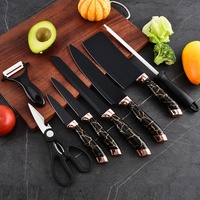 Offre Spéciale : Ensemble de 9 Couteaux en Acier Inoxydable à Couleurs Personnalisables, Lames Revêtues, Ambidextres, avec Support en Acrylique Durable