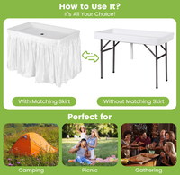 Table de 120cm Fill N Chill portable en HDPE au design moderne avec évier pour fête à la plage en plein air