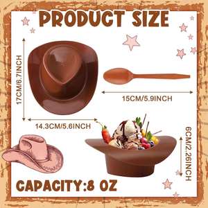 <b>Hats</b> Ice Cream Bowls with Spoons 8oz Reusable PP Frozen Yogurt Sundae Gelato Cups <b>for</b> Summer Western Holiday Party Favor Gift - Product Image 4