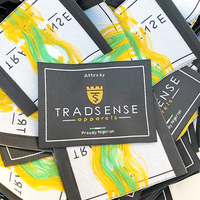 Étiquettes tissées personnalisées avec logo, prix d'usine, pour vêtements, étiquettes pliées pour vêtements