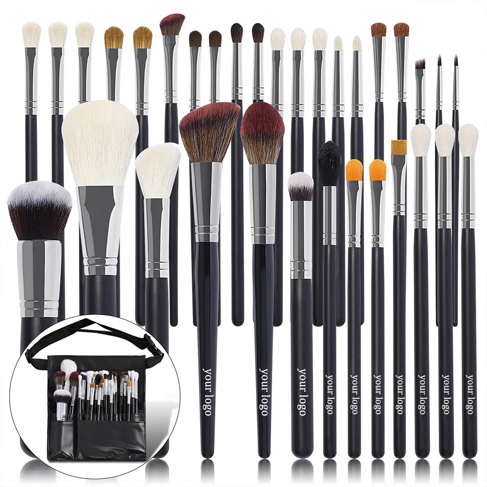 10/15/20/33 Makeup Brushes Black Luxurious Premium Animal Hair Eyeshadow Brush Tools Professional Customized Logo Makeup Brush