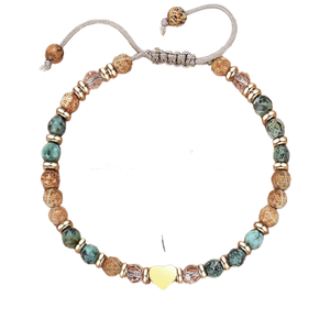 Hình trái tim Mặt dây chuyền Rose Quartz vàng hạt Spacer Vòng đeo tay hình ảnh đá trái tim Vòng đeo tay mua cửa hàng - Product Image 1