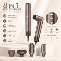 Kit Coiffant 8-en-1 Haute Vitesse avec Brosse Soufflante Pliable, Fer à Boucler Automatique, Sèche-Cheveux Ionique 110 000 tr/min