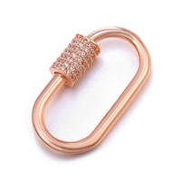 Fournisseurs de fabrication de bijoux Gun Black Gold Plated Copper CZ Setting Screw Oval Clasp Connector for Women Men Necklace