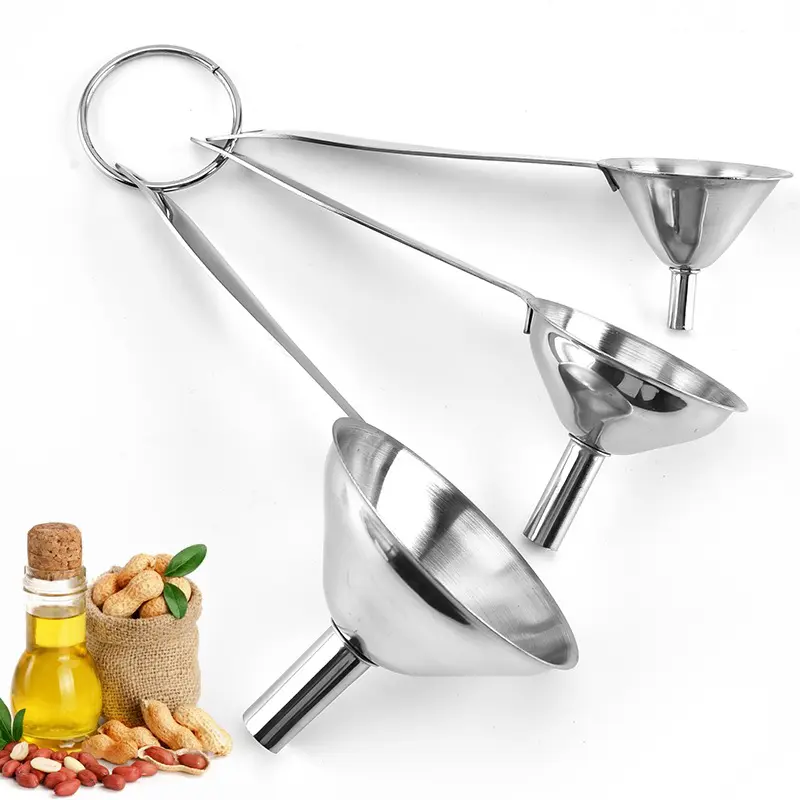 High Quality Professional Kitchen Tools Stainless Steel Metering Funnel Oil Set of 3 Pieces