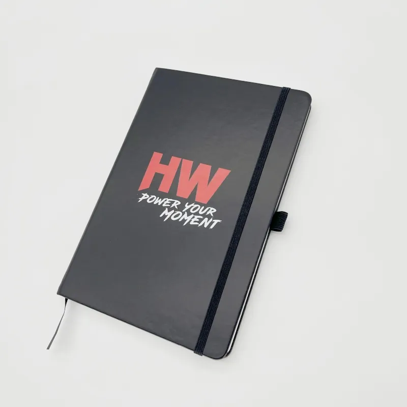 Personalizado Personalizado Material Escolar A5 Black Journal Diário PU Couro Cover Notebook com Elastic Band