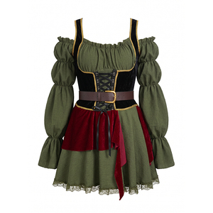 <span class=keywords><strong>Costume</strong></span> <span class=keywords><strong>da</strong></span> <span class=keywords><strong>Pirata</strong></span> per <span class=keywords><strong>Donna</strong></span>, Abito con Spalle Scoperte e Maniche a Sbuffo, con Cintura a Corsetto, Outfit per Cosplay Medievale e Halloween - Product Image 6