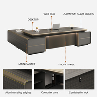 Bureau de direction en forme de L de luxe moderne, bureau de patron, mobilier de bureau high-tech, bureau de gestionnaire moderne