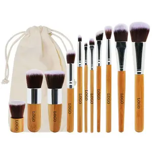 Docolor — kit de pinceaux de maquillage professionnels avec pochette en tissu, 11 pièces, brosses pour mélange de poudre de visage, Blush, sourcils, ombre à paupières