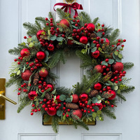 Guirlande de Noël artisanale en PE, 50-80 cm, à suspendre à la porte ou à la fenêtre, pour hôtel/centre commercial, style européen, intérieur/extérieur