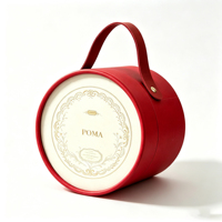 Boîte rigide cylindrique directe d'usine, boîte cadeau cosmétique personnalisée, boîte d'emballage ronde en forme de seau avec poignée en PU pour ensemble de soins de la peau