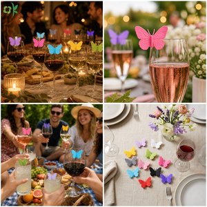 Marqueur en silicone OKSILICONE Mini Papillon avec ventouse pour gobelets, étiquettes de verres, breloques de <span class=keywords><strong>vin</strong></span> pour fêtes, marqueur universel - Product Image 5
