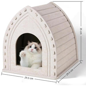 Kapalı keçe kedi evi birden kediler için Modern tarzı Pet yatak asılı top oyuncaklar ile kapalı çift katmanlı kedi mağara yatak - Product Image 6