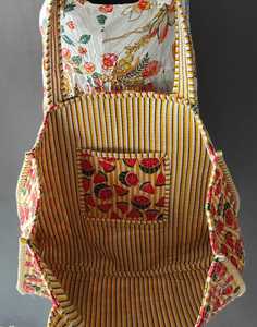 Sac fourre-tout réversible en coton matelassé à imprimé bloc, sac de marché fait main, sac à bandoulière - Product Image 6