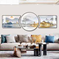 Tableau mural décoratif triple paysage pour salon de style nordique, art mural à suspendre pour la maison