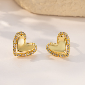 Stud Earrings 18K Gold Plated Zircon Butterfly Heart <b>Bow</b> Flower Geometric Shape Fashion Jewelry For Women - Product Image 4