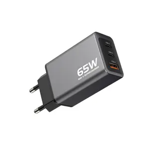 65w充电器usb-c GaN充电器65w电源适配器USB壁式便携式可更换壁式USB PD充电器，适用于移动/笔记本电脑