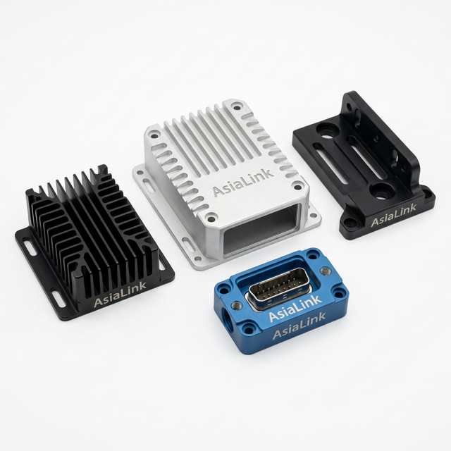 AsiaLink Custom CNC Machined Aluminum Electronic Control Unit Housing Custom Automotive ECU Enclosure for EV Auto Parts