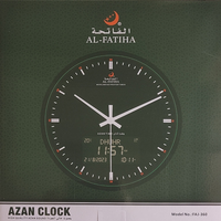 Horloge murale Azan AL-FATIHA Horloge ronde à double heure FAJ-360 Affichage LCD Horloge Azan Ramadan pour la prière musulmane