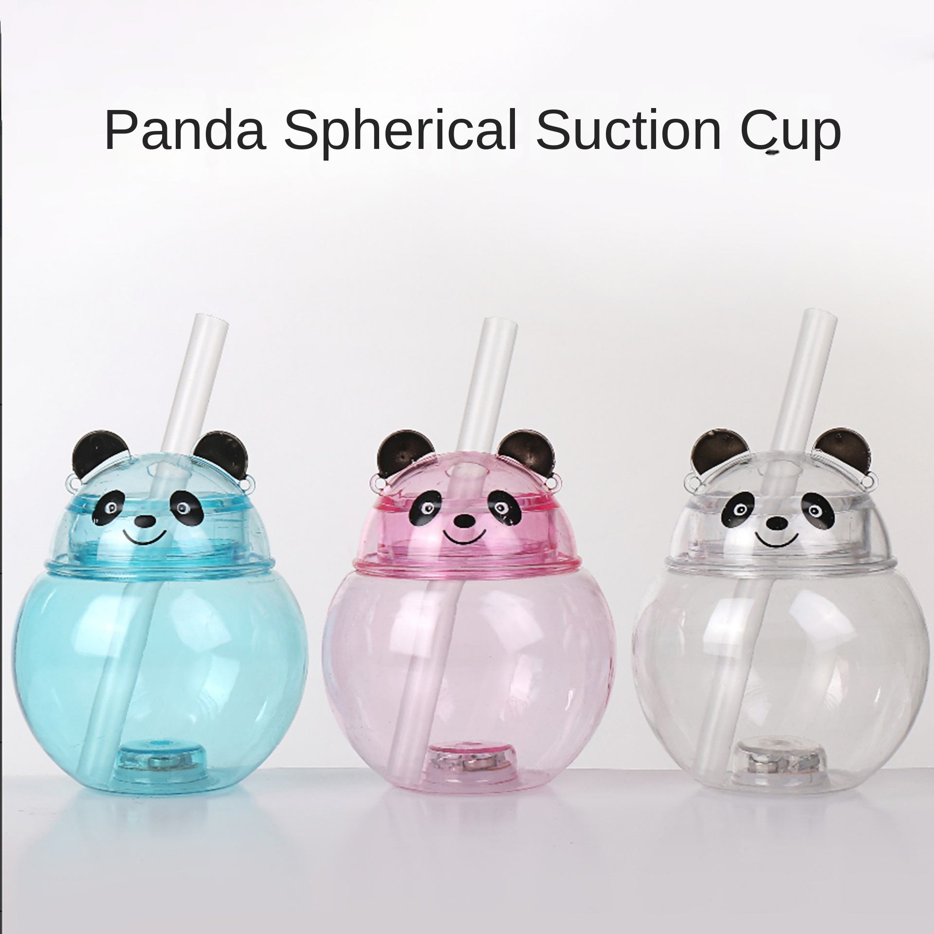 Hot Selling 500ml Creative Cartoon Panda LED Light Water Bottle Single Wall Plastic Lanyard Yard Cups for Party Slush