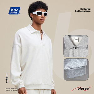 Produttori di <span class=keywords><strong>abbigliamento</strong></span> Pullover con colletto di alta qualità all'ingrosso <span class=keywords><strong>felpe</strong></span> da <span class=keywords><strong>uomo</strong></span> di spugna francese sfuse in bianco - Product Image 4