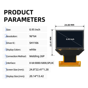 0,95 Inci GME9664-01 Putih 	 SH1106 	 96*64  8-bit8080,8-bit6800  4/<span class=keywords><strong>3</strong></span>-wire SPl   26-pin Sumber Solder Pabrik - Product Image 5