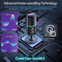 Microphone de jeu PC cardioïde et omnidirectionnel CMTECK avec trois modes sonores pour le streaming et l'enregistrement de podcasts