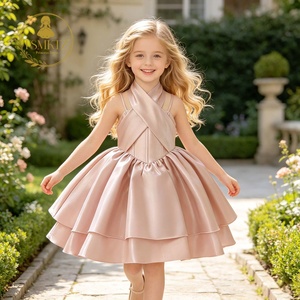 Abito da Principessa in Raso per Bambine, Senza Maniche, con Fiocco, per Feste e Cerimonie - Product Image 1