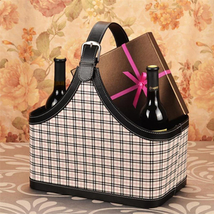 Cesta encantadora de lujo de alta calidad, cesta de regalo de Navidad de cuero, roja para fruta, flor, <span class=keywords><strong>vino</strong></span> vacío - Product Image 1
