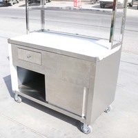 Kiosque en acier inoxydable avec roulettes, chariot mobile pour stands de snacks, kiosque en verre ou en PMMA pour marché nocturne avec roulettes