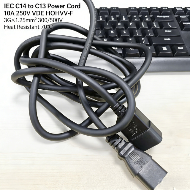 EU/UK Plug to IEC C13 Power Cord 10A 250V for PC Monitor Server Printer