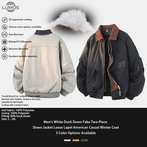 Veste d'hiver décontractée américaine en duvet de canard blanc pour <span class=keywords><strong>homme</strong></span>, coupe ample, col rabattu, personnalisation du logo disponible - Product Image 1