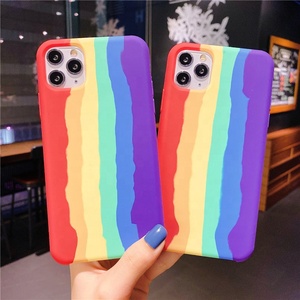 De arco iris de la caja del teléfono de silicona para <span class=keywords><strong>iphone</strong></span> <span class=keywords><strong>11</strong></span> de revestimiento de silicona <span class=keywords><strong>forro</strong></span> de microfibra funda móvil - Product Image 5