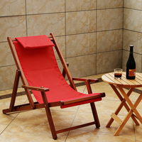 Fauteuil de terrasse pliable classique européen avec dossier réglable, taille sur mesure, en tissu Oxford stabilisé aux UV et structure en bois de hêtre
