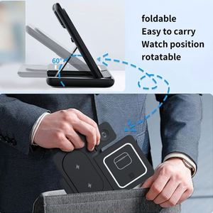 Station de charge sans fil 3 en 1 avec charge rapide 15W |   Chargeur sans fil pliable portable pour téléphones mobiles et montres intelligentes - Product Image 5