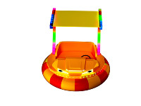 Bateau tamponneur gonflable rond avec pistolet à eau pour enfants, idéal pour les parcs aquatiques et les divertissements.