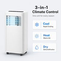 Climatiseur Électrique Portable avec Fonction de Refroidissement, Chauffage et Déshumidification 1200W 11 899 BTU/h Design Compact en Plastique pour Utilisation en Chambre