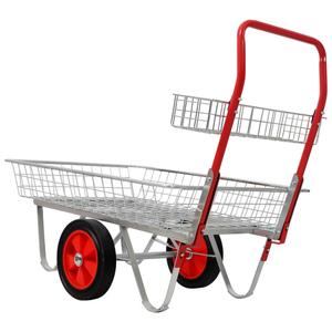 Chariot de jardin en métal galvanisé, fermé, à 2 roues, chariot utilitaire à main avec panier en fil métallique, chariot roulant pour centre de jardinage, onlu US - Product Image 4