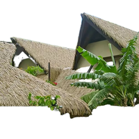 Conception traditionnelle résistant au feu en plastique HDPE synthétique herbe chaume toiture artificielle Tiki cabane mexicaine vente ignifuge