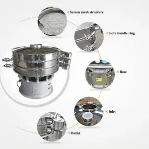Stainless Steel Industrial Round Vibration Sifter Tobacco Powder Sieve Machine Cassava Flour Vibrating Separator Screen