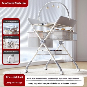 Baby Massage and Diaper Changing Table Newborn Care Adjustable Height Foldable with Rollers for Bathing - Product Image 2