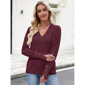 Pull en maille à col en V pour femme FOXA, manches longues, décontracté, anti-boulochage, léger, idéal pour le travail et les occasions professionnelles - Product Image 2