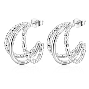 Boucles d'oreilles créoles doubles en or 14 carats au design simple pour femmes, clous géométriques délicats, bijoux <span class=keywords><strong>de</strong></span> mode, <span class=keywords><strong>cadeau</strong></span> - Product Image 6