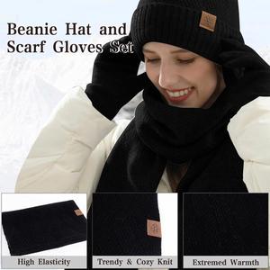 New Arrival Adult Unisex High Quality Acrylic Warm Knit Beanie <b>Hat</b> Cap Scarf Gloves Fleece Set <b>for</b> Beach & Business - Product Image 2