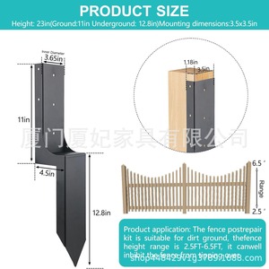 Kit de Anclaje para Cercas Xiamen Princess, Metal Negro, Cabeza Hexagonal de 1 Pulgada, para Base de Cerca de Madera, Clavo para Sujeción al Suelo 2 - Product Image 5