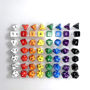 Dnd D & D Game Effen Kleuren Custom 7 Stuks Per Set Hoge Kwaliteit Polyhedral Gekleurde Plastic Dobbelstenen Groothandel Dobbelstenen sets