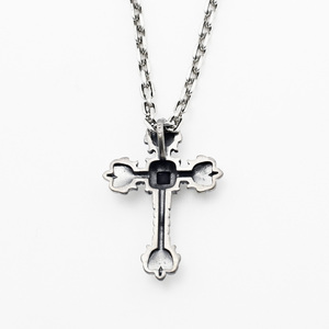 Pendentif croix Viking rétro en forme de cœur, croix rustique, pendentif en argent, croix florale - Product Image 2
