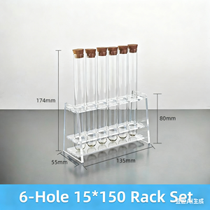 Mantar tıkaçlı cam <span class=keywords><strong>Test</strong></span> tüpü s + tek sıralı delikli akrilik <span class=keywords><strong>Test</strong></span> tüpü tutucu - Product Image 4